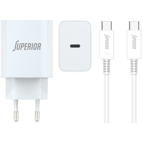  Kućni punjač Superior SU-4500 45W Type C na Type C 5A beli Slike