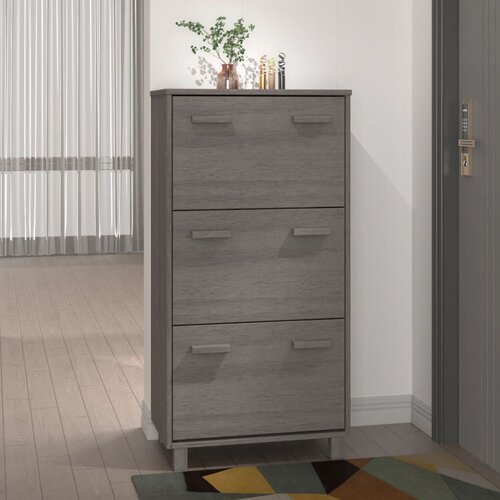 Furnova Omara za čevlje HAMAR svetlo siva 59,5x35x117 cm trdna borovina, (21931280) Slike