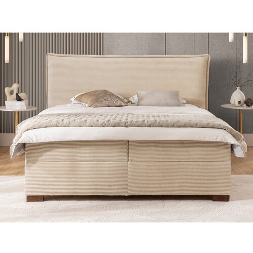 Ropez Bež boxspring postelja s prostorom za shranjevanje 140x200 cm Lysa &amp;ndash; Slike