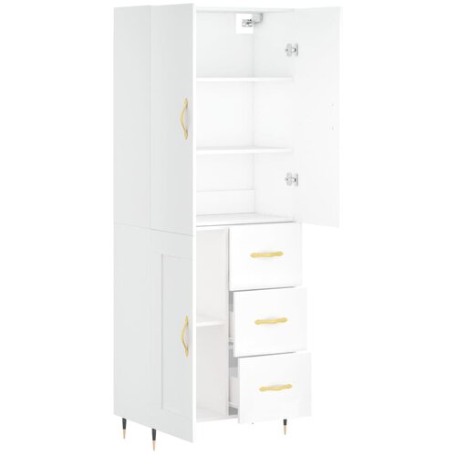  Visoka komoda bijela 69,5x34x180 cm konstruirano drvo Slike