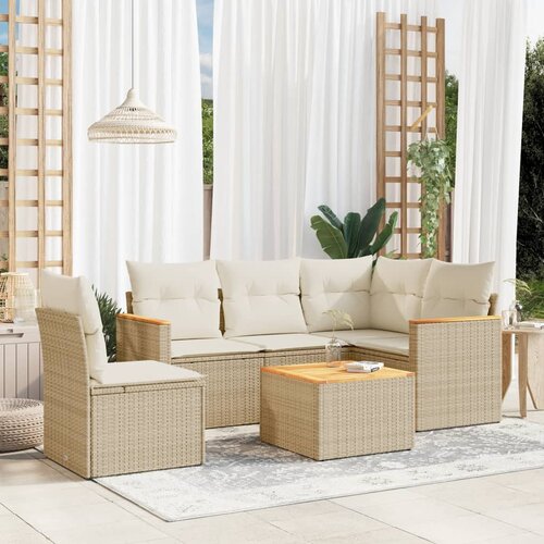 vidaXL 6-dijelni set vrtnih sofa s jastucima bež od poliratana Cijene