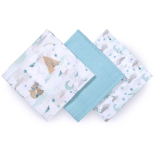 BabyOno Natural Bamboo Diapers Blue plenice iz blaga 70x70 cm 3 kos Slike