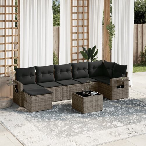 vidaXL 8-dijelni set vrtnih sofa od poliratana s jastucima sivi Cijene