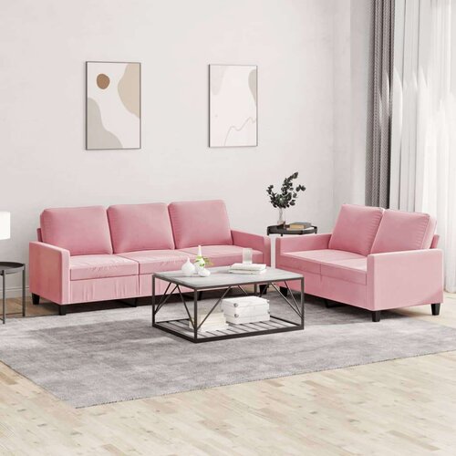  2-dijelni set sofa s jastucima ružičasti bar&amp;scaron;unasti Slike