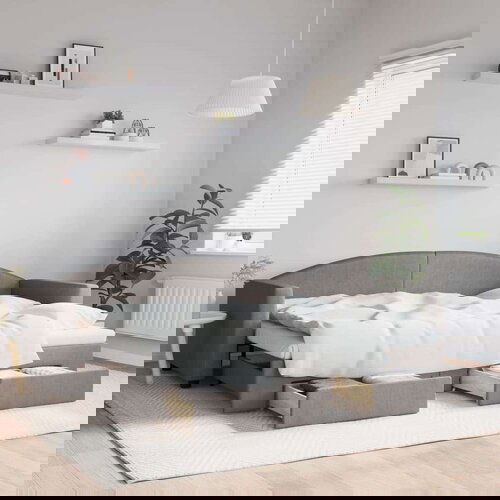  Izvlečna dnevna postelja s predali taupe 80x200 cm blago, (20936680) Slike