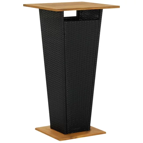 vidaXL Barska miza črna 60x60x110 cm poli ratan in trden akacijev les, (20580728)