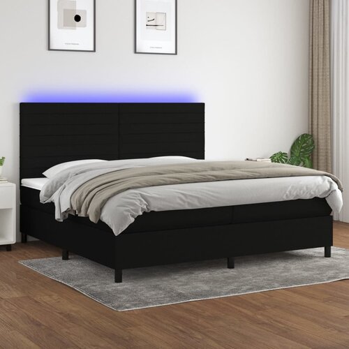 VidaXL Box spring postelja z vzmetnico LED črna 200x200 cm blago Slike