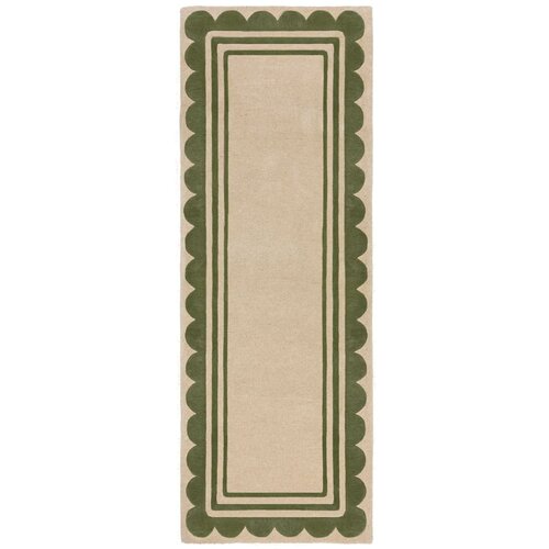 Flair Rugs Zelena/u prirodnoj boji ručno rađena vunena staza 80x230 cm Lois Scallop – Cijene
