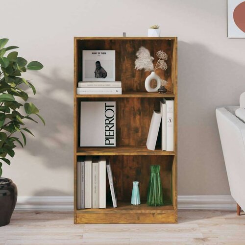 VidaXL knjižna omara dimljeni hrast 60x24x109 cm konstruiran les Slike