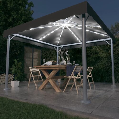  Sjenica s LED svjetlosnim trakama 300x300 cm antracit aluminij Cijene