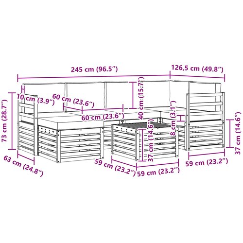  Set vanjskih sofa 7 pcs Bijela i bež Poliester Slike