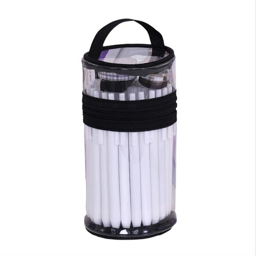 INF Cylindrical Transparent Pencil Case - Stand-Up Pen Holder Pouch Black, (5000078761) Cene