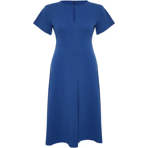 Trendyol Curve Indigo Double Breasted Drop Detailed Midi Knitted Dress