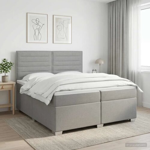  Boxspring krevet s madracem Svjetlosiva 200 x 200 cm Tkanina - Svjetlosiva 200 x 200 cm Dizajn linija Cijene