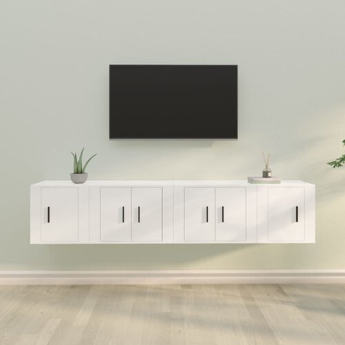 vidaXL Komplet TV omaric 4-delni bel inženirski les Cene