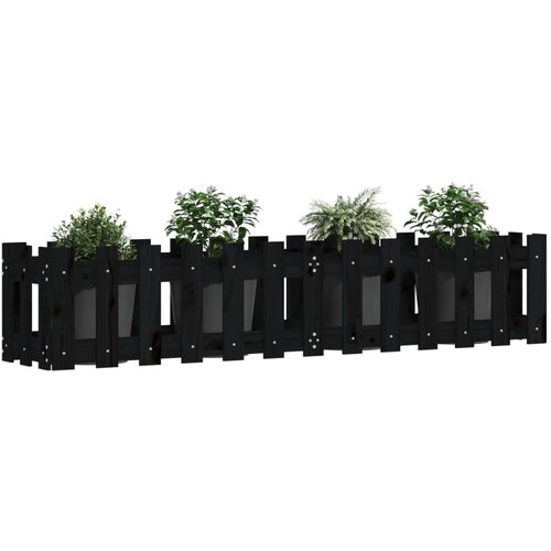  Povi&amp;scaron;ena vrtna gredica crna 150x30x30 cm masivna borovina Slike
