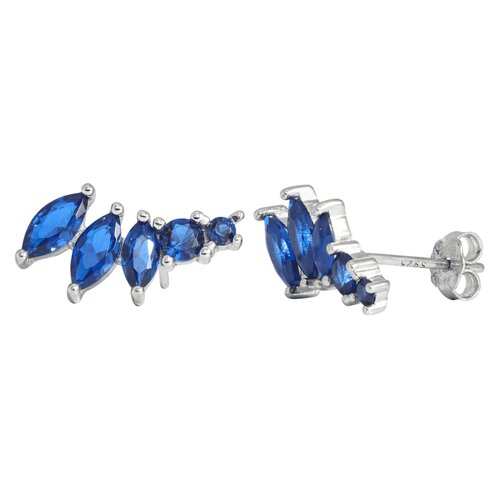 J&B Jewelry J&amp;B Jewellery 925 Srebrne minđuše na šrafić 00046-Blue Cene