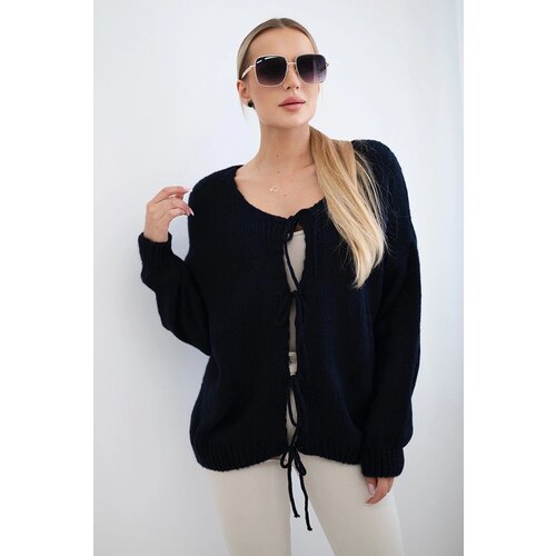 Kesi Włoski Sweater with front tie navy blue Slike