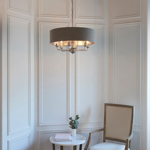  Endon 94415 - Luster na lancu HIGHCLERE 8xE14/40W/230V siva/sjajni hrom Slike