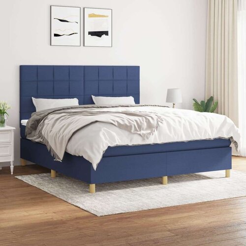  Box spring postelja z vzmetnico modra 180x200 cm blago, (20791464) Slike