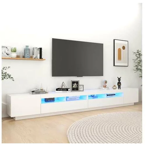  TV omarica z LED lučkami bela 300x35x40 cm