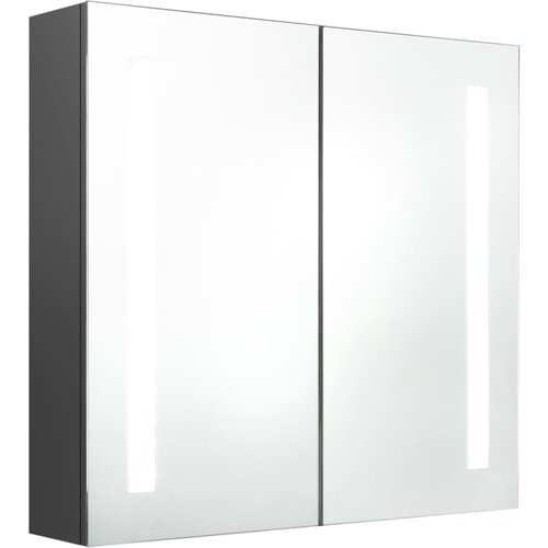  LED kupaonski ormarić s ogledalom sivi 62 x 14 x 60 cm Slike