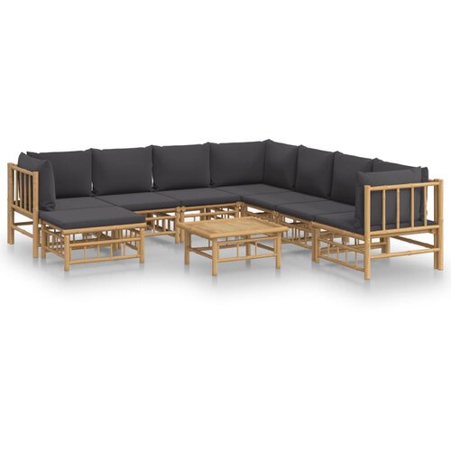 Maison Chic Seti vrtnega pohištva - Vrtna garnitura - Vrtni pohištvo set 9-delna temno sive blazine bambus, (21807106) Cene