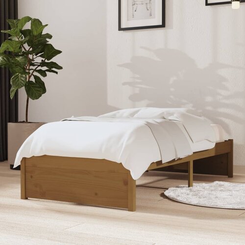  Okvir za krevet od masivnog drva boja meda 75x190 cm mali Slike