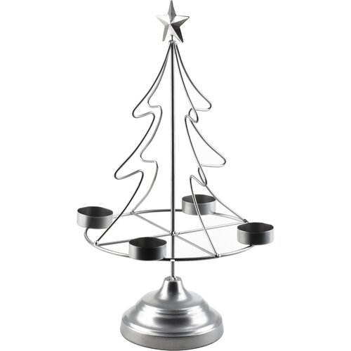 Mondex Santa Lila Svečnik Za Božično Drevo 23,5X11Xh38Cm Srebrn, (5000329582) Slike