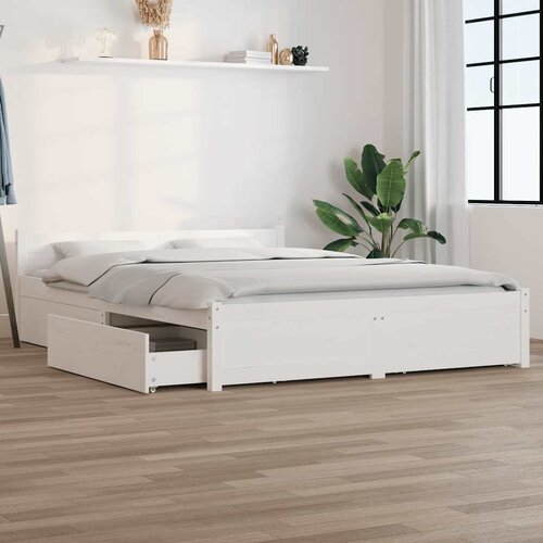  Okvir za krevet s ladicama bijeli 135 x 190 cm bračni Cene