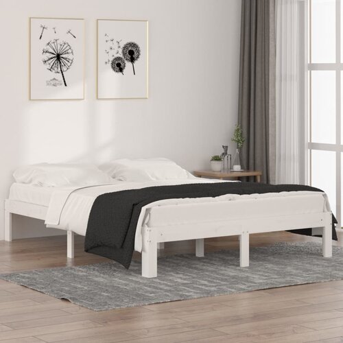  Okvir za krevet od masivne borovine bijeli 150 x 200 cm king Cijene