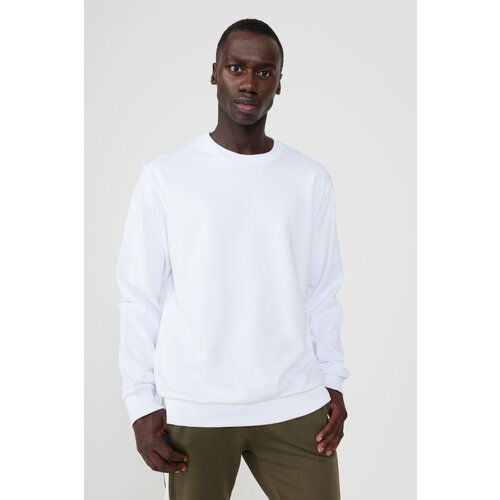 AC&Co / Altınyıldız Classics Men's White Standard Fit Regular Fit Crew Neck 3 Thread Cotton Sweatshirt Cene