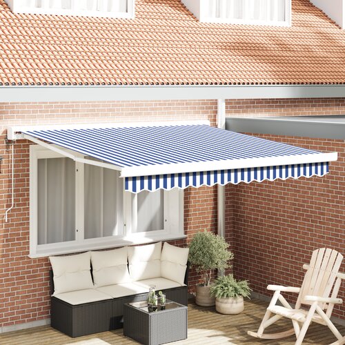 vidaXL Samodejna retraktibilna tenda modra in bela 300x250 cm Cene