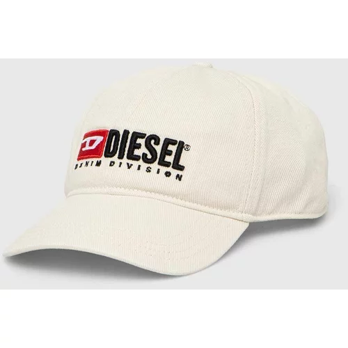 Diesel Pamučna kapa sa šiltom boja: bež, s aplikacijom