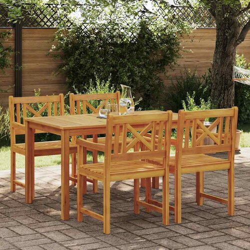  Vrtni set za objed 5 kom. Smeđa Čvrsto drvo akacije 140 x 80 x 74 cm Slike