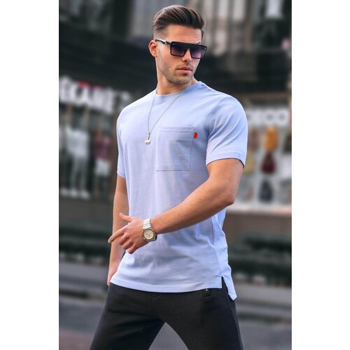 Madmext Blue Pocket Men's Basic T-Shirt 6078 Slike