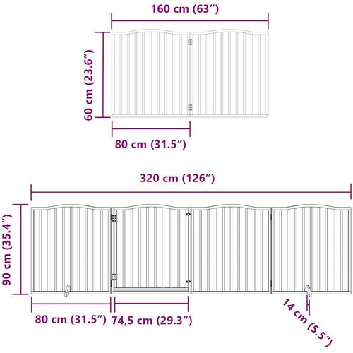VidaXL Vrata za pse s vrata&amp;scaron;cima 6 panela sklopiva 480 cm drvo topole Slike
