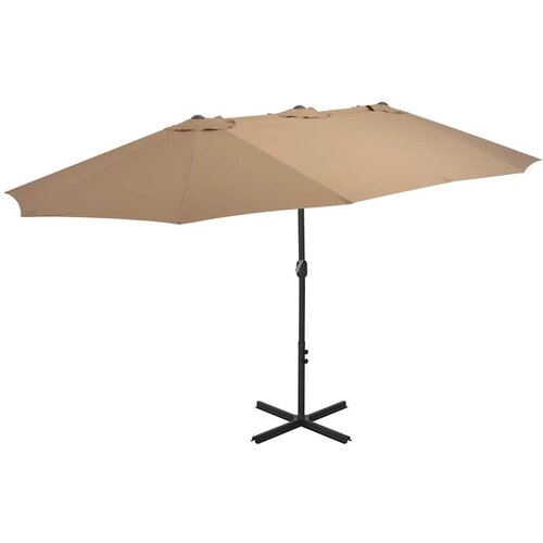 Vanjski suncobran s aluminijskim stupom 460 x 270 cm smeđesivi Cene