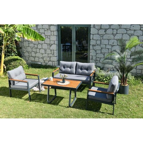 Antalya Tivoli - Anthracite, Grey vrtna sedežna garnitura, (20976357) Cene