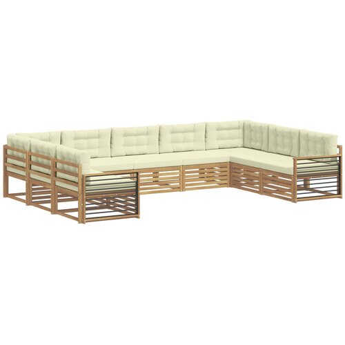 vidaXL Zunanja garnitura za sedenje z blazino 9 pcs Bela in krem, (5000280705) Cene