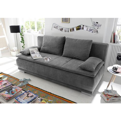 MID.YOU ZOFA S POSTELJNO FUNKCIJO, temno siva tekstil, leseni material Slike