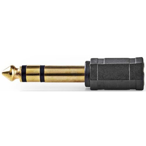 Nedis CAGP23930BKG, Stereo audio adapter, 6,35 mm mu&scaron;ki, 3,5 mm ženski, pozlaceni, ravni, ABS, crni 1kom Cene