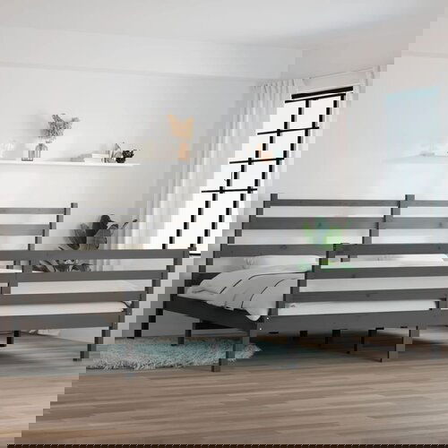 Furnova Posteljni okvir iz trdne borovine 200x200 cm siv, (21941730) Slike