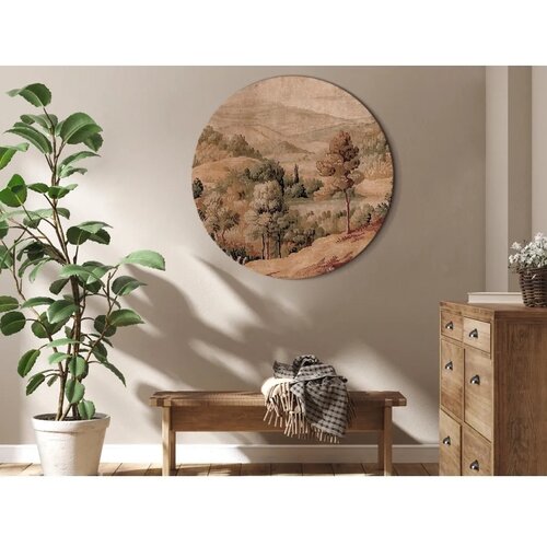  Okrugla slika - Mediterranean landscape - old tapestry with a hill and a lake 40x40 Cene
