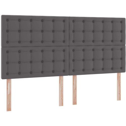  Krevet S LED lampica s uzglavljem Siva 180 x 200 cm PVC Slike