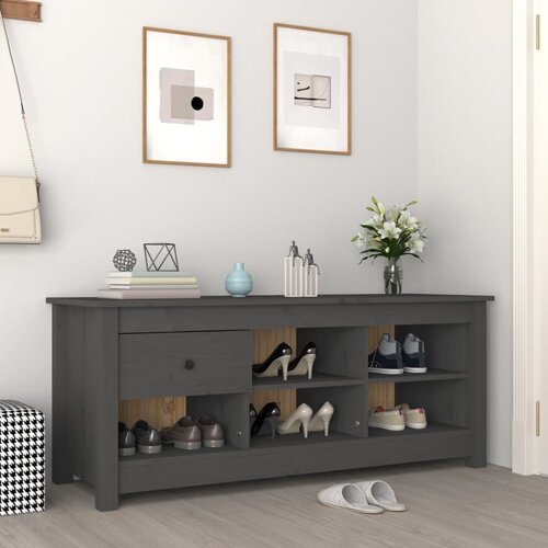 Ormarić za cipele sivi 110 x 38 x 45,5 cm od masivne borovine Cijene