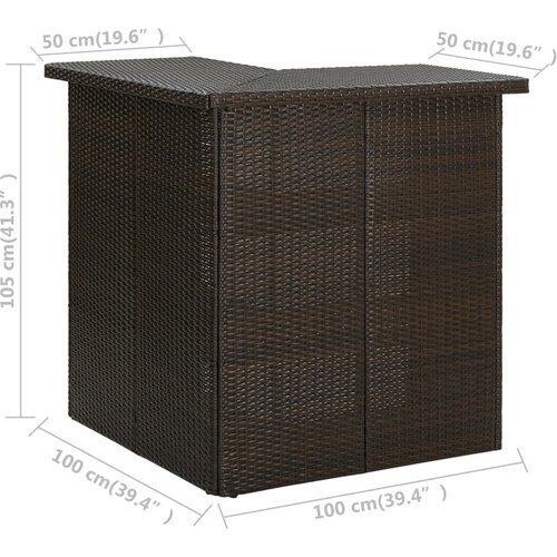  Kutni barski stol smeđi 100 x 50 x 105 cm od poliratana Slike