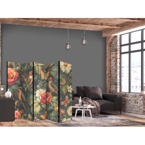  Paravan - In the Botanical Garden - Flowers Birds and Butterflies - Colorful Illustration Cijene