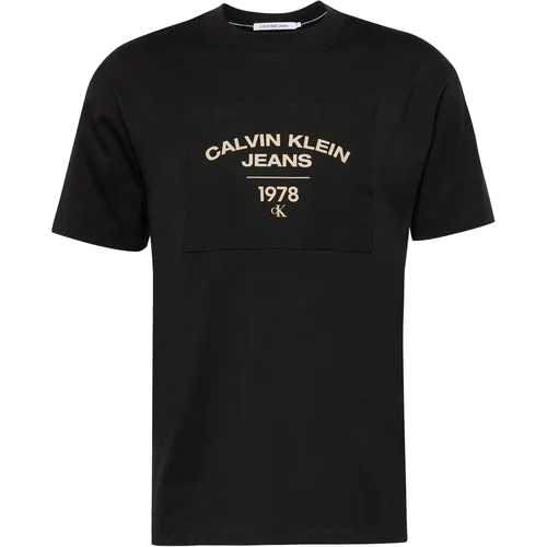 Calvin Klein Jeans Majica svetlo bež / črna