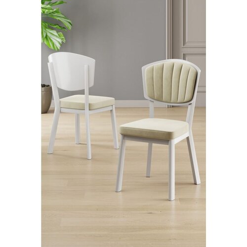 Hanah home set trpezarijskih stolica Nape 4 kom, krem tkanina Babyface, bele metalne noge Cene